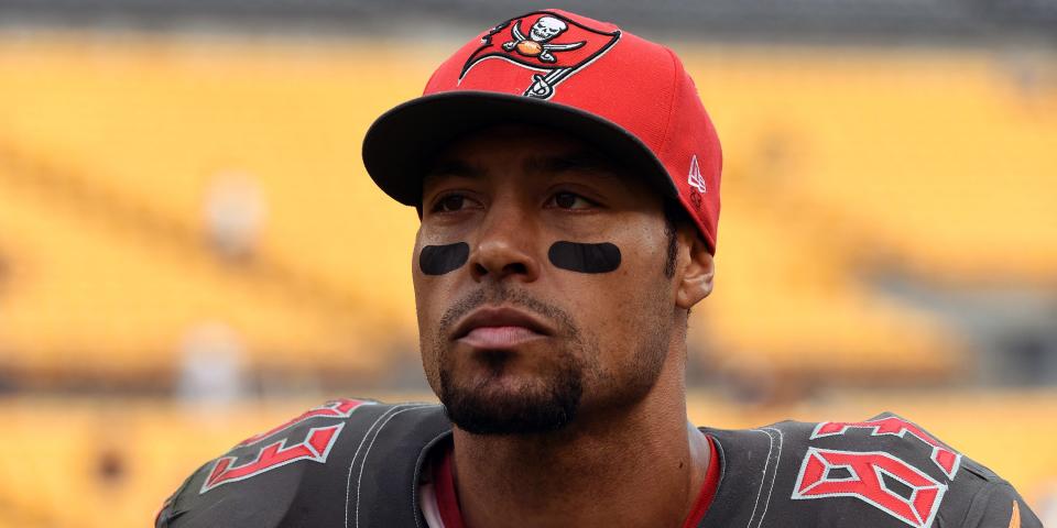 Wide receiver Vincent Jackson #83 of the Tampa Bay Buccaneers looks on from the field after a game against the Pittsburgh Steelers at Heinz Field on September 28, 2014 in Pittsburgh, Pennsylvania.