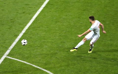 Nacho puts Spain ahead for the first time to make it 2-3 - Credit: Michael Steele/Getty Images