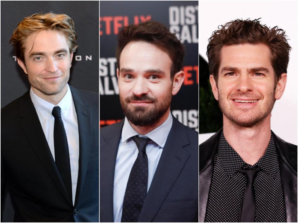 (from left) Robert Pattinson, Charlie Cox and Andrew Garfield regularly ‘hung out’ with Jamie Dornan and Eddie Redmayne (Getty Images)