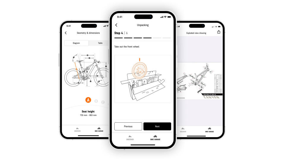 Canyon app bike assembly feature