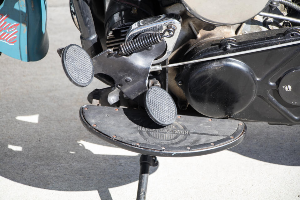 Clutch pedal in the "heel down" position. In this position the clutch is disengaged.