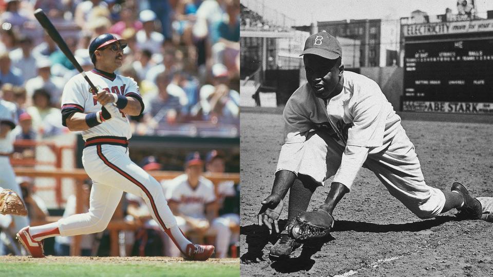 Reggie Jackson (44) and Jackie Robinson (42) were standard bearers for their jersey numbers.