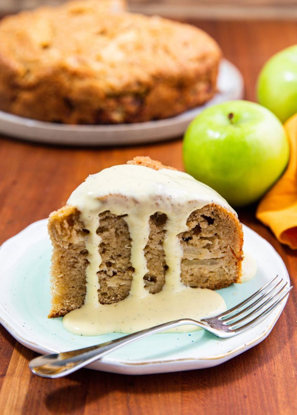 <p>This tender <a href="https://www.delish.com/cooking/recipe-ideas/g3492/apple-cake-recipes/" rel="nofollow noopener" target="_blank" data-ylk="slk:apple cake;elm:context_link;itc:0;sec:content-canvas" class="link ">apple cake</a> is jam-packed with fruit, which is why we think it's perfectly appropriate to eat a slice for dessert <em>or</em> breakfast. Don't skip the custard sauce—it's traditional and delicious to boot.</p><p>Get the <strong><a href="https://www.delish.com/cooking/recipe-ideas/a30781773/irish-apple-cake/" rel="nofollow noopener" target="_blank" data-ylk="slk:Irish Apple Cake recipe;elm:context_link;itc:0;sec:content-canvas" class="link ">Irish Apple Cake recipe</a></strong>.</p>