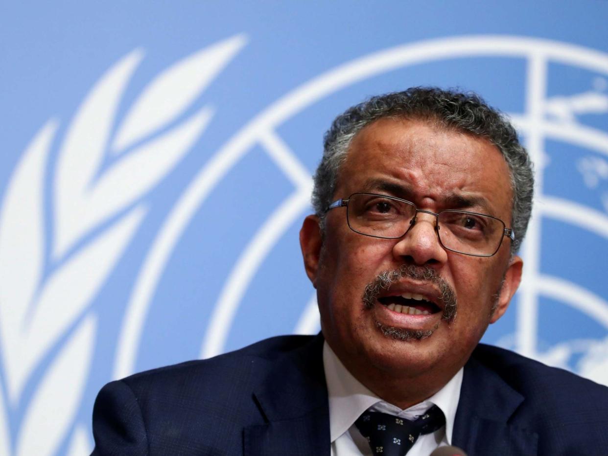 Dr Tedros Adhanom Ghebreyesus speaks during a news conference on the situation of the coronavirus: Reuters