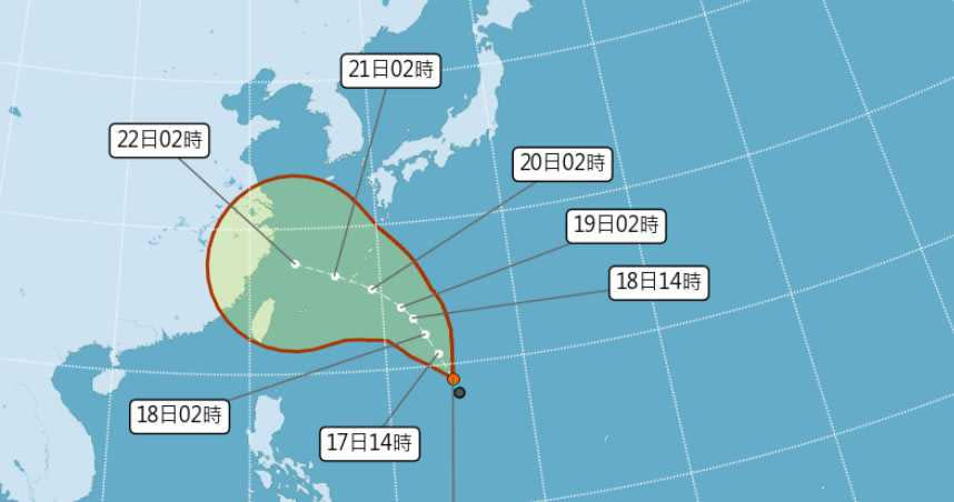 颱風路徑潛勢預測。（圖／中央氣象局）