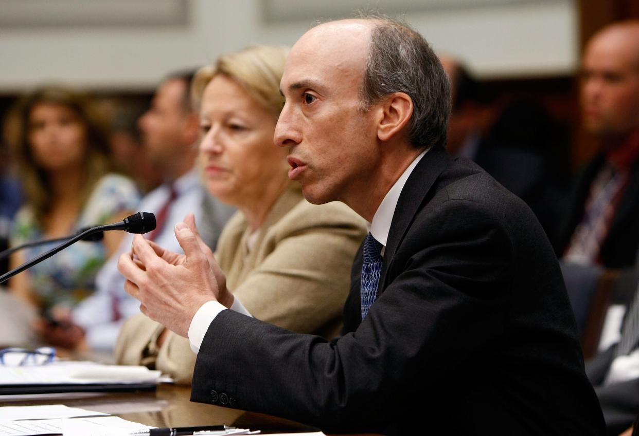 SEC-Chef Gary Gensler hat die beiden Kryptobörsen verklagt.  - Copyright: Win McNamee/Getty Images