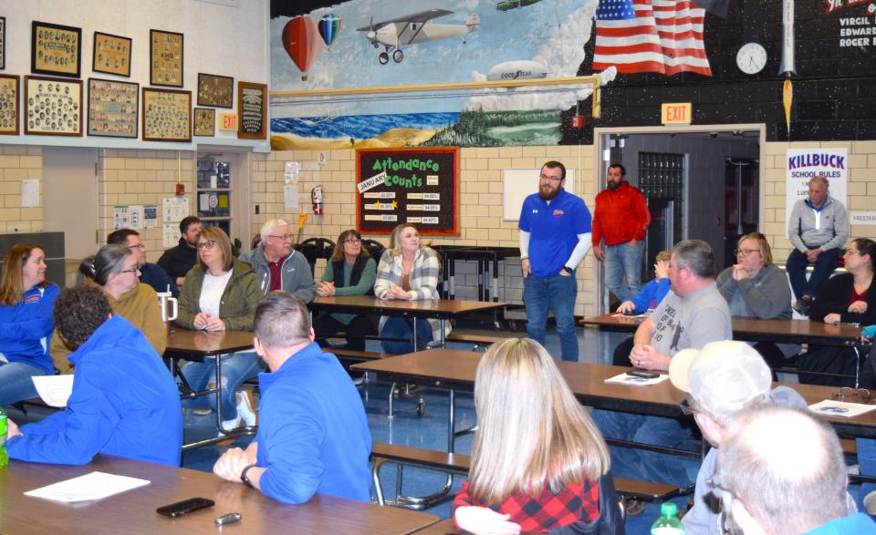 New West Holmes football coach Keaton Leppla thanked the Board of Education of the West Holmes Local Schools for the opportunity to return home to coach the Knights. Leppla was an All-Ohio linebacker for West Holmes when he graduated in 2013. He is looking forward to getting to work with the Knights.