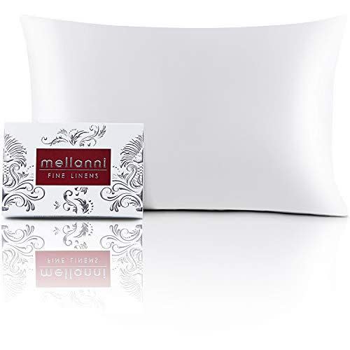 Mellanni Silk Pillowcase for Hair and Skin - Both Sides 100% Pure Natural Mulberry Silk - 19 Momme - Hidden Zipper Closure Pillow Case - (Queen 20" X 30", White)