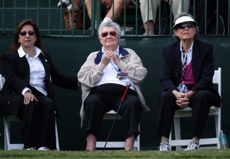 Peggy Kirk Bell (right) was one of the great champions and teachers of women's golf. (Getty Images)