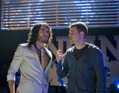 <p>Russell Brand with director Nicholas Stoller in Universal Pictures International's "Get Him to the Greek."</p>