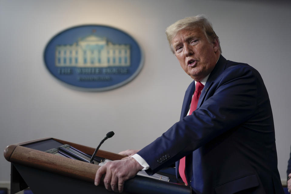 President Donald Trump, seen at a White House briefing last week, earned an approval rating of just 41% among his fellow New Yorkers for his handling of the coronavirus crisis. (Photo: Drew Angerer via Getty Images)