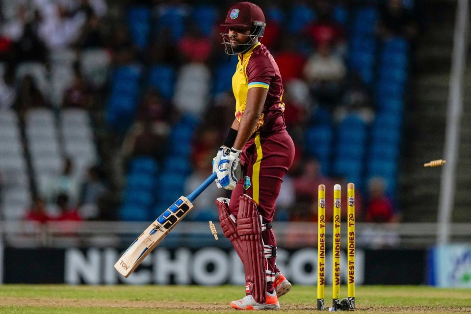 Pooran chops on to his stumps