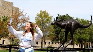 In April, UMKC unveiled a new bronze kangaroo sculpture on its campus. The statue will be a rallying point for students, alumni, faculty and staff and a new #RooTradition for years to come.