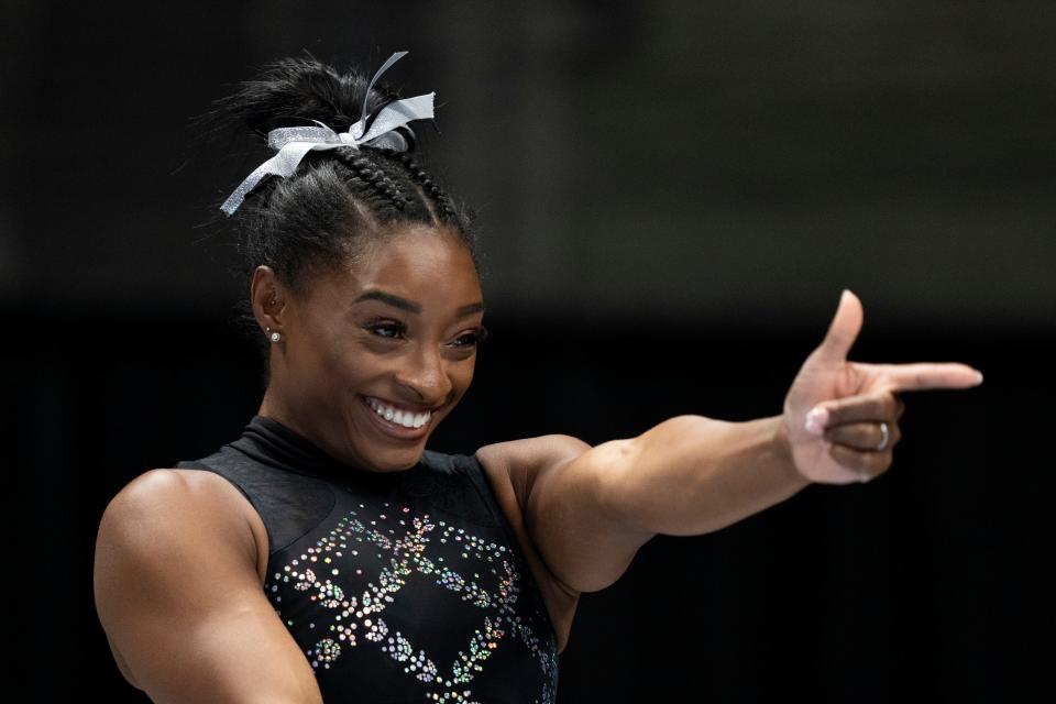 Simone Biles won a record eighth U.S. title at the 2023 U.S. Gymnastics Championships. Biles, who is married to Green Bay Packers safety Jonathan Owens, is eying the 2024 Olympics in Paris.