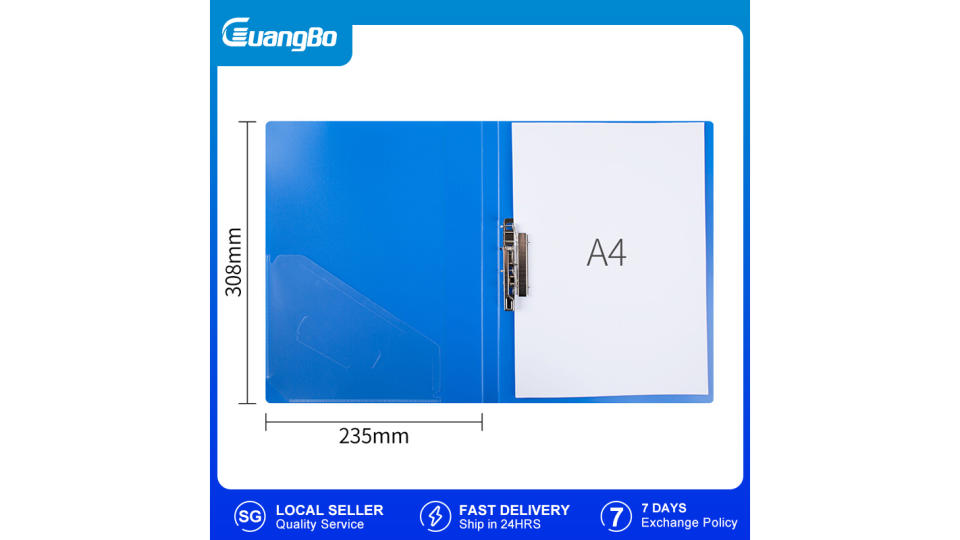 GuangBo File Holder A4 Blue Plastic Folder. (Photo: Lazada SG)