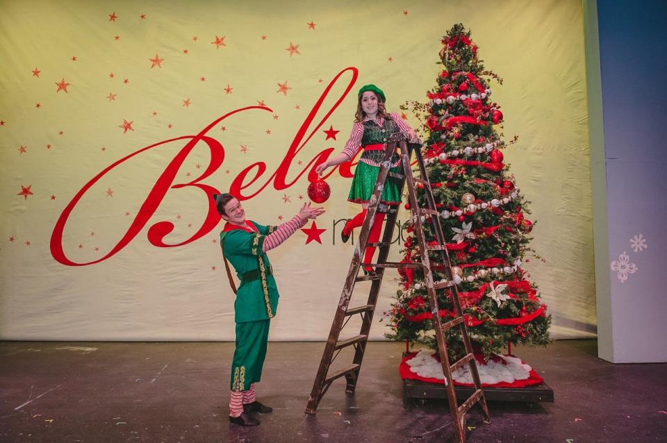 Amarillo Little Theatre sings loud for all to hear with "Elf the Musical," including Ben Burke as Buddy the Elf and Evelyn Ruvalcaba as Jovie.