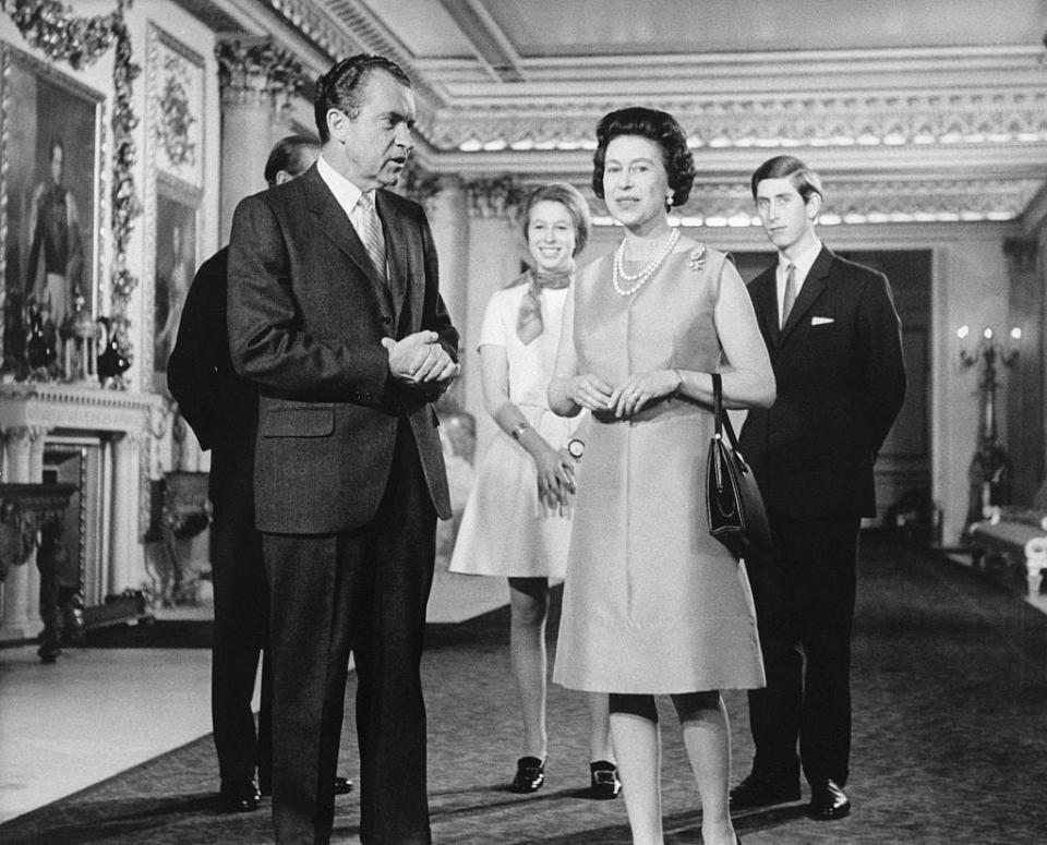 President Nixon with Queen Elizabeth and Prince Charles in 1969