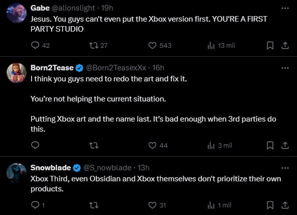Publicación de Obsidian molestó a algunos jugadores de Xbox