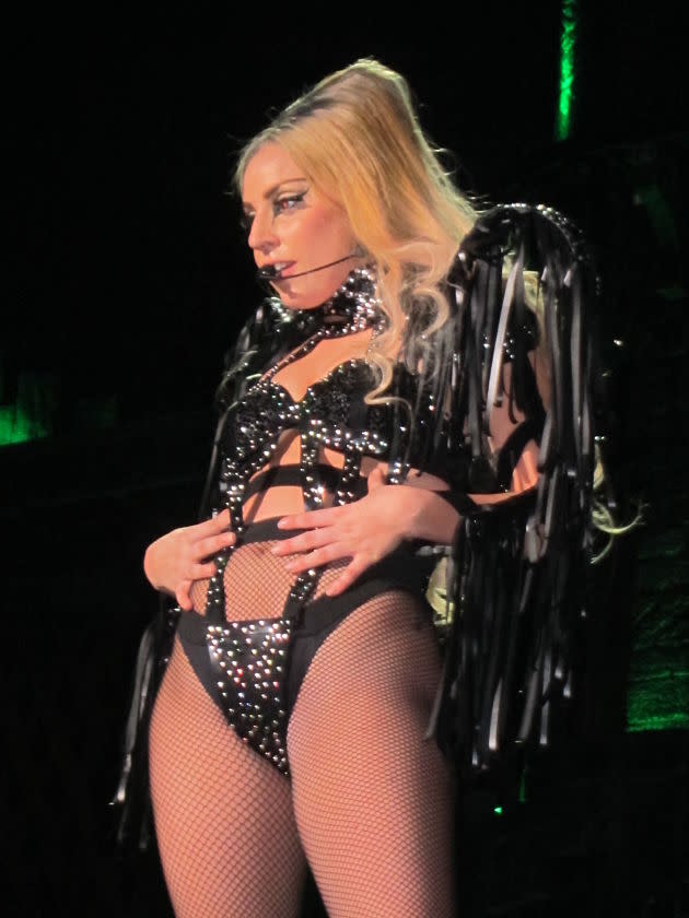 Little to say, Gaga carried the studded outfit well. (Photo courtesy of Vivian Tsui)