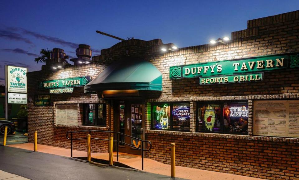 The exterior of Duffy’s Tavern in Miami, which opened in 1955 and has been serving the Miami community since.