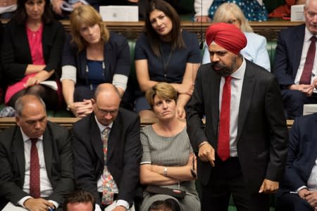 Britain's Labour MP Tanmanjeet Singh Dhesi speaks during Prime Minister's Questions session in the House of Commons in London