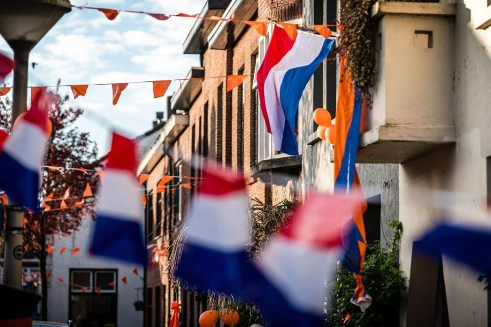 dutch flags in the street