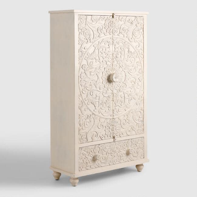4) Carved Wood Floral Armoire