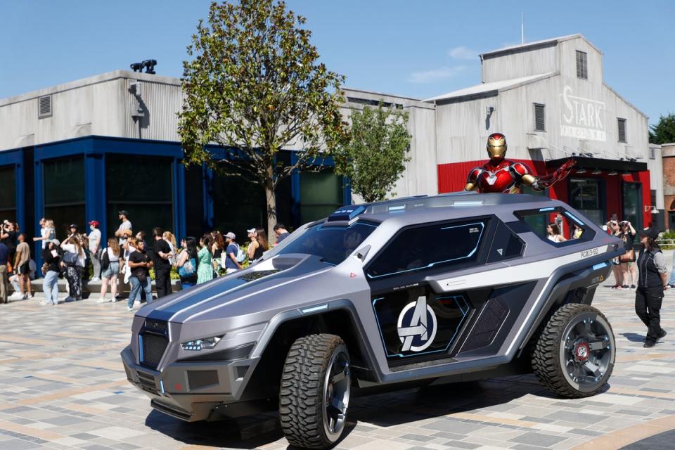 Iron Man on the back of the Avengers Deployment Vehicle in Avengers Campus at Disneyland Paris (Disney/Marc Veillard/PA)