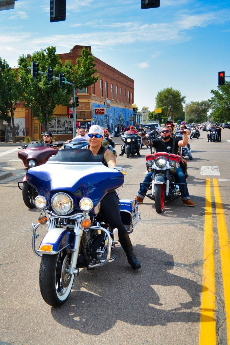 Motorcyclists take part in the Vialpando Vicla in 2021 to raise money for a scholarship fund set up in memory of Isaiah Vialpando, who was shot dead in Pueblo, Colo., in 2015.
