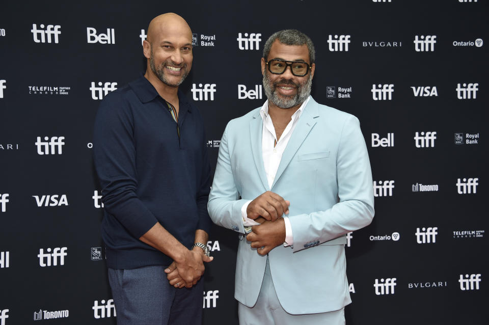 Keegan-Michael Key, left, and Jordan Peele attend the premiere of "Wendell & Wild" at the Princess of Wales Theatre during the Toronto International Film Festival, Sunday, Sept. 11, 2022, in Toronto. (Photo by Evan Agostini/Invision/AP)