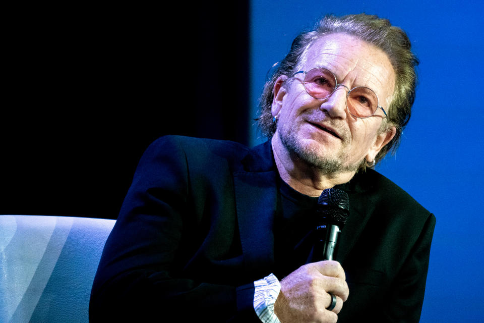 Bono speaks at the Clinton Global Initiative, Tuesday, Sept. 20, 2022, in New York. (AP Photo/Julia Nikhinson)
