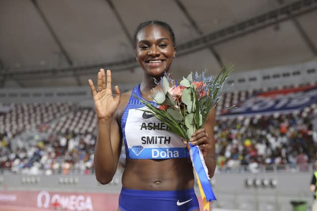Dina Asher-Smith was also victorious in Doha 