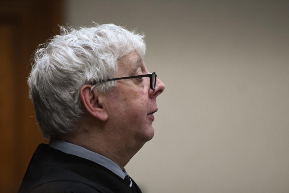 Clinton County District Judge Michael Clarizio listens to testimony on Wednesday, March 22, 2023, during the second day of the preliminary hearing for the two men charged in the November 2018 killing of hunter Chong Yang in Bath Township's Rose Lake State Game Area.