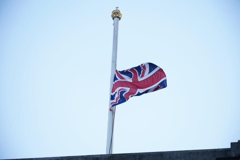 The Union Flag flying at half-mast above Buckingham Palace on Thursday evening (PA)