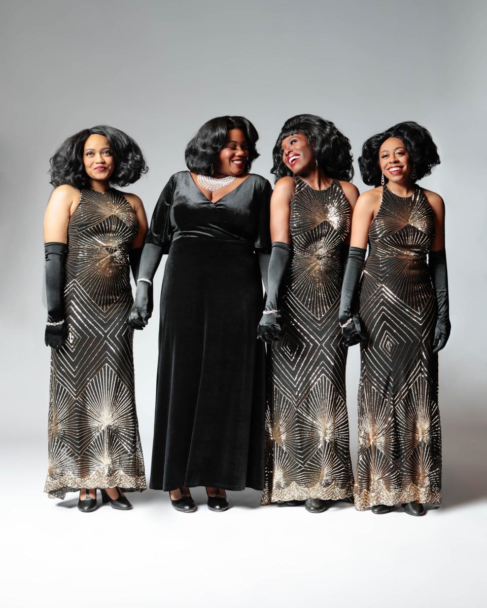 From left, Kyla Bolling, Shena Brown, Caila Carter and Maya Cuevas star in the Westcoast Black Theatre Troupe production of “Dreamgirls.”