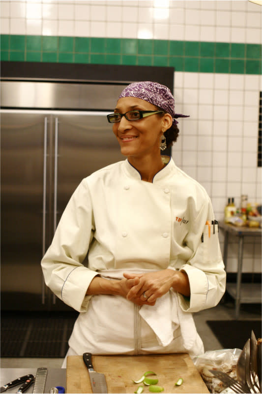 Carla Hall on "Top Chef" in 2008<p>Giovanni Rufino/Bravo/NBCU Photo Bank/NBCUniversal via Getty Images</p>
