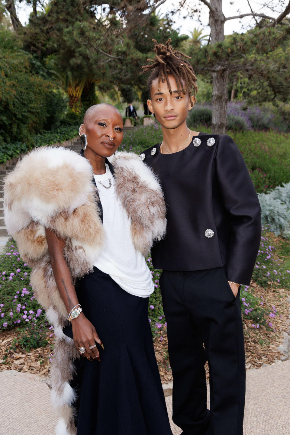 Cynthia Erivo and Jaden Smith front row at the Louis Vuitton Cruise 2025 show.