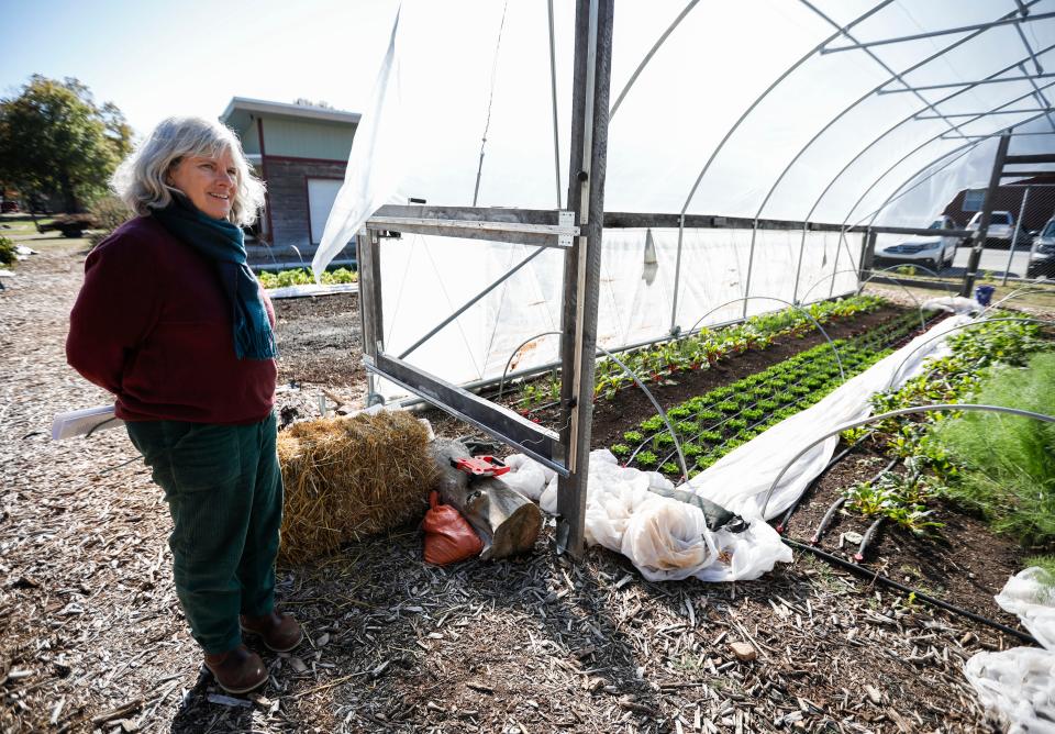 Maile Auterson, executive founding director of the Springfield Community Gardens, gives a tour of the SCG Market Garden located at The Fairbanks Community Center on Thursday, Nov. 2, 2023.