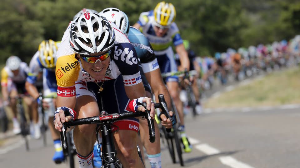 Hansen leads the pack during the fifth stage of the 100th edition of the Tour de France in 2013. - Joel Sagat/AFP/Getty Images