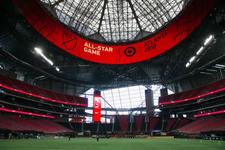 Oct 23, 2017; Atlanta, GA, USA; General view of the pitch during the MLS announcement that Atlanta will host the 2018 MLS All-Star game at Mercedes-Benz Stadium. Mandatory Credit: Jason Getz-USA TODAY Sports