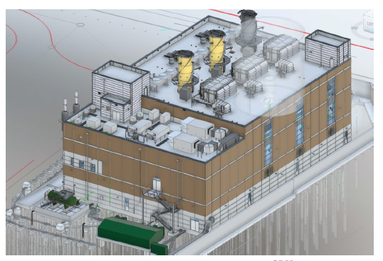 A rendering of the Passaic Valley Sewerage Commission's proposed power plant along the Passaic River in Newark.