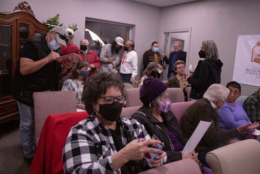 The crowd fills in at El Calvario United Methodist Church’s offices Friday, Jan. 14 for a meeting hosted by Las Cruces lawmakers to seek public input on the upcoming legislative session.