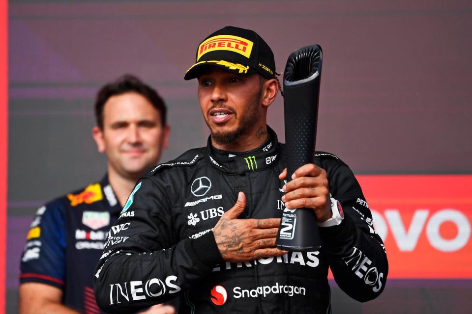 Hamilton finished the race in second but will now lose the 18 points earned (Getty Images)