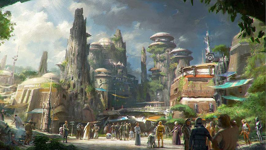 <p>Artists concept of the new Star Wars Land. Credit: Lucasfilm</p>