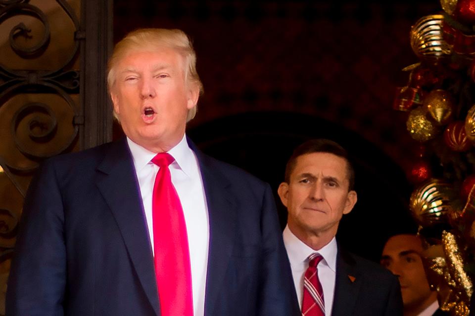 President Donald Trump and Michael Flynn, on Dec. 21, 2016, in Palm Beach, Florida.