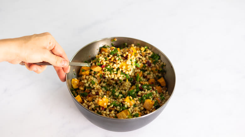 Finished dish in mixing bowl 