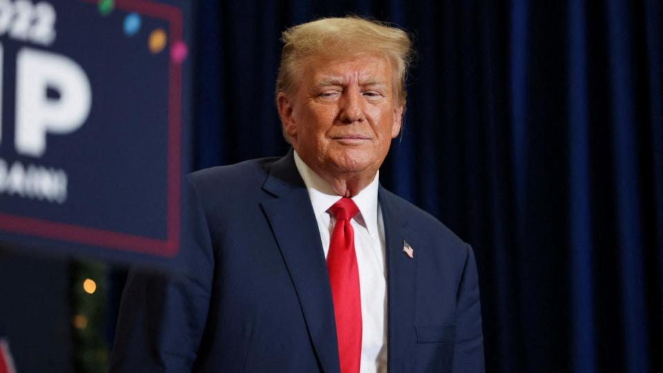 PHOTO: Republican presidential candidate and former President Donald Trump attends a campaign event in Waterloo, Iowa, Dec. 19, 2023.  (Scott Morgan/Reuters, FILE)