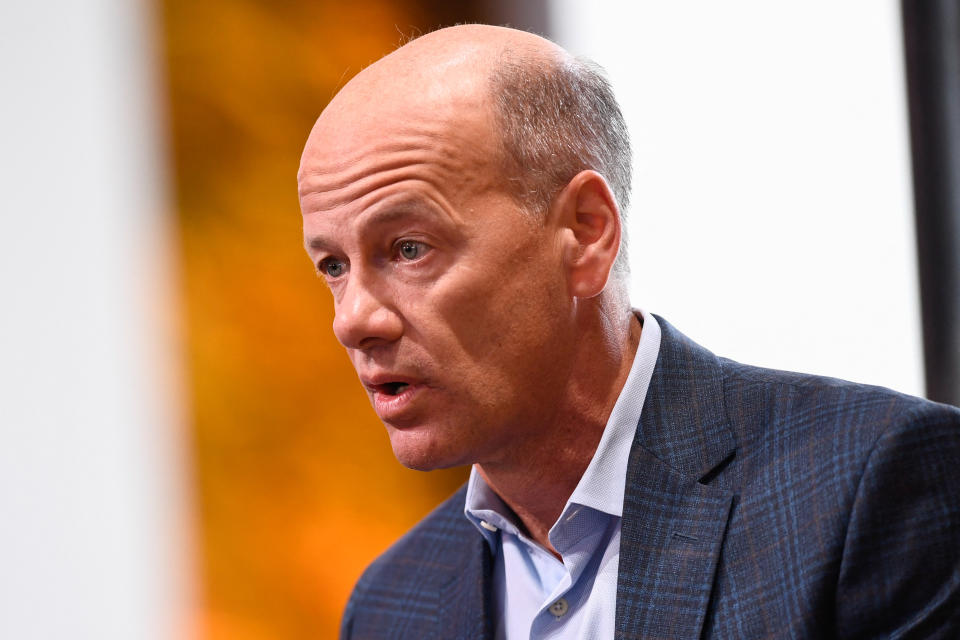 Greg Becker, President and CEO, SVB, speaks during the Milken Institute Global Conference in Beverly Hills, California, on May 3, 2022. (Photo by Patrick T. FALLON / AFP) (Photo by PATRICK T. FALLON/AFP via Getty Images)