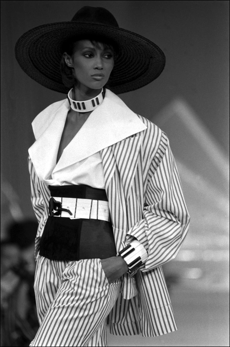 Karl Lagerfeld presents Chlo&eacute;'s spring-summer ready-to-wear collection In Paris, France, In October 1981.