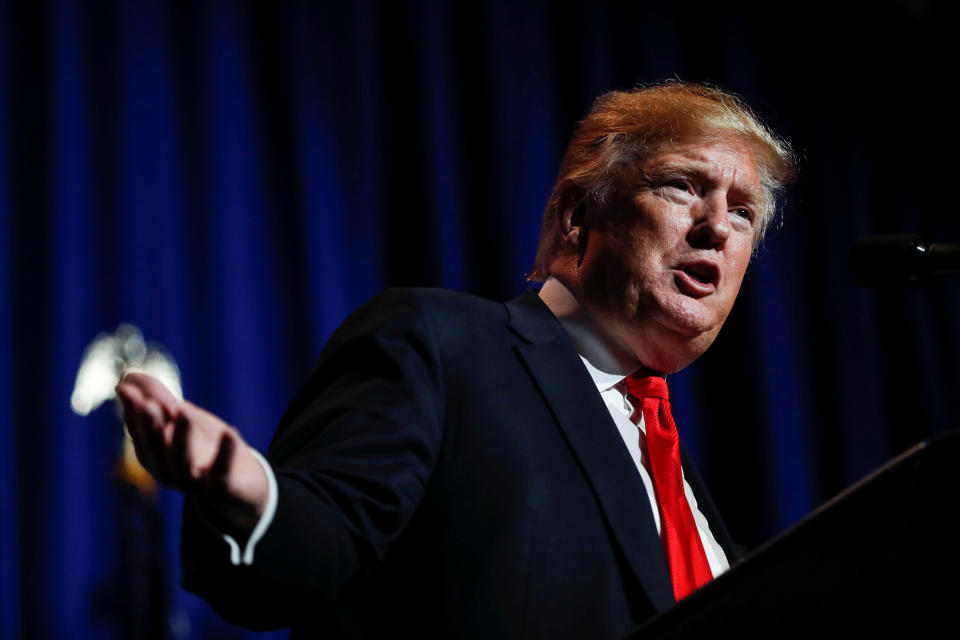 U.S. President Donald Trump speaks at the National Association of Realtors' Legislative Meetings & Trade Expo in Washington, U.S., May 17, 2019. REUTERS/Carlos Barria